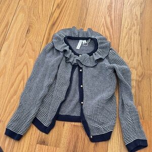 Navy and white stripe knit cardigan